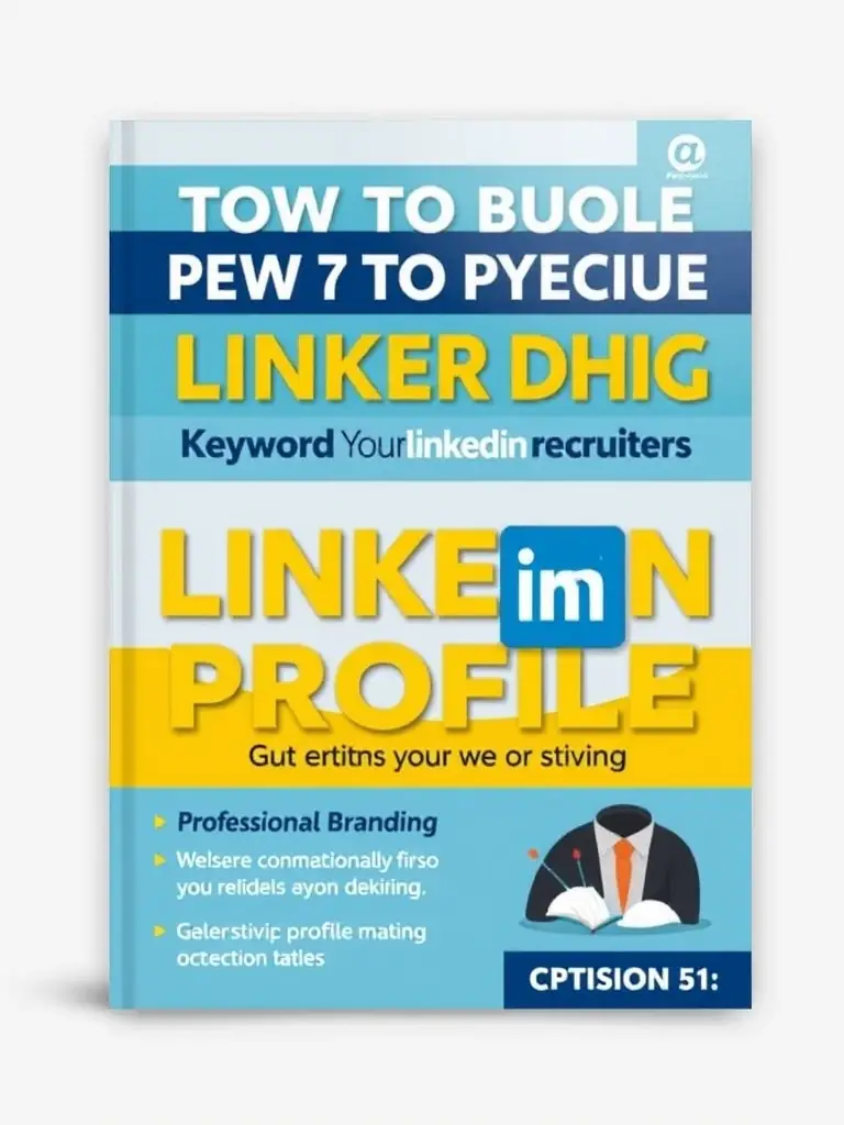 A guide cover featuring tips and strategies for optimizing your LinkedIn profile to attract recruiters and showcase your social media expertise, with a focus on keywords and professional branding.