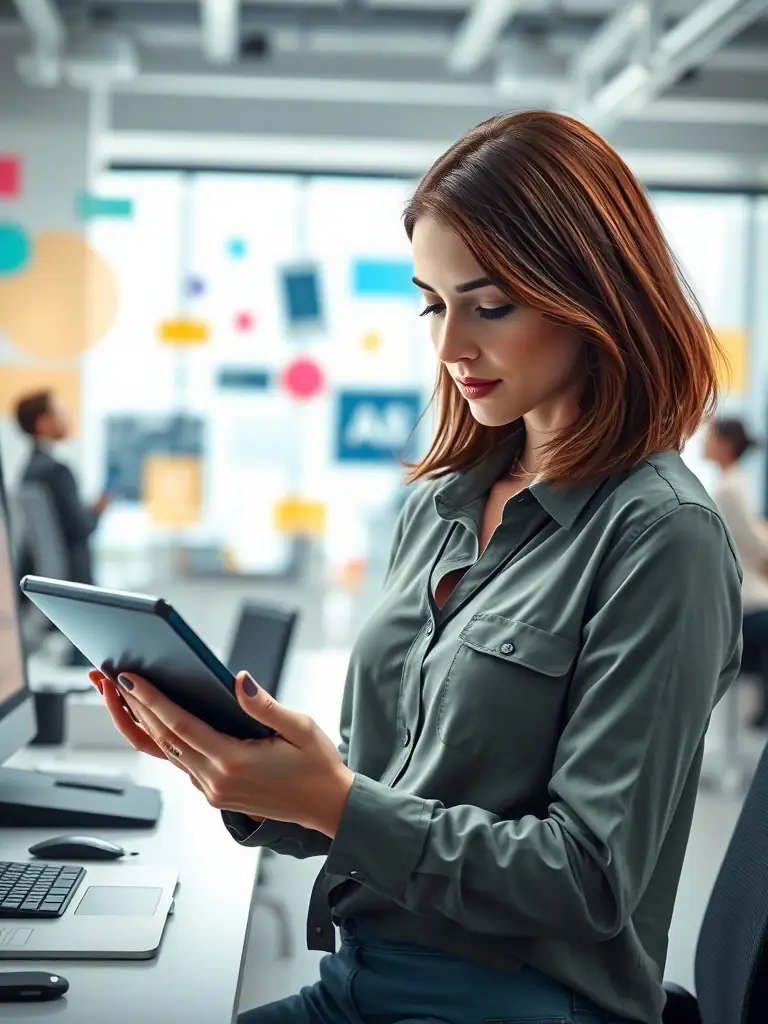 A visually appealing image of a person creating a social media campaign on a tablet, showcasing creativity and strategic planning.