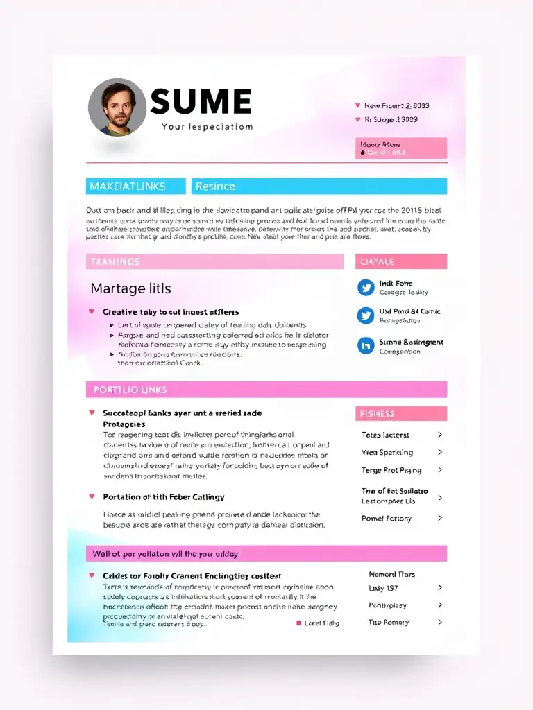 A professional resume template for a social media manager, showcasing skills in content creation, social media marketing, and analytics, designed with a modern and clean layout.