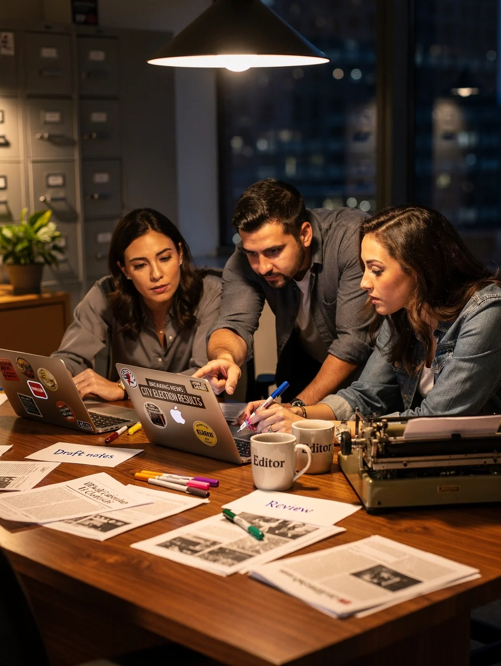 RemoteProfitly editorial team collaborating in a bright workspace