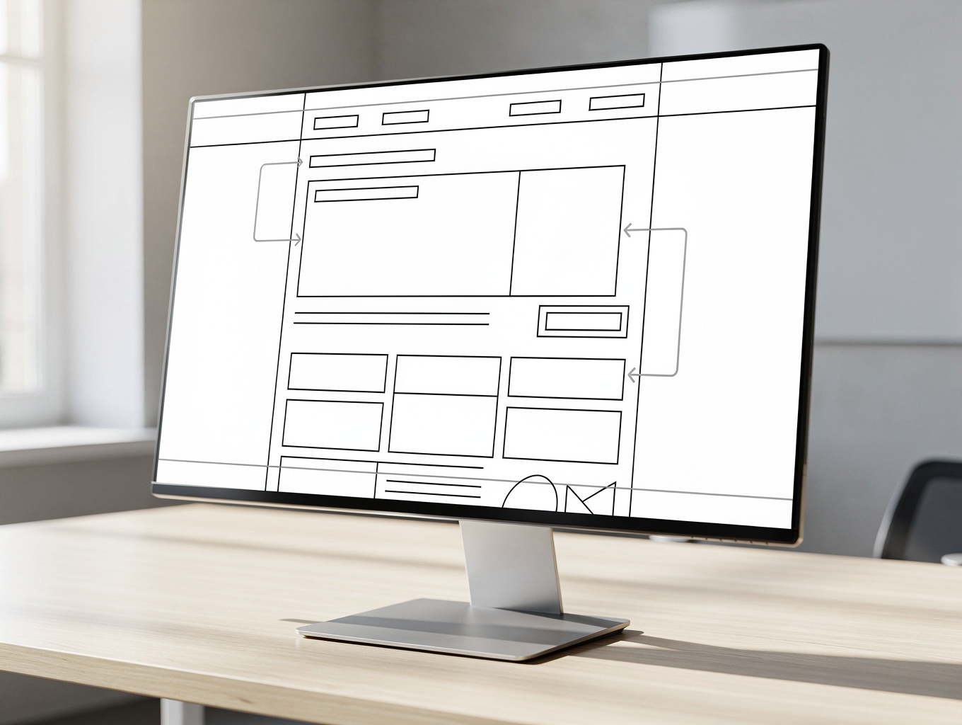 Creating digital wireframes and downloadable resources on a desktop monitor